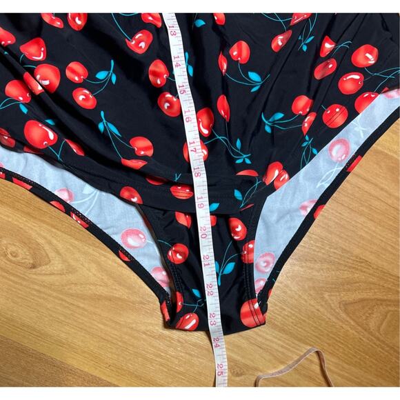 One Piece Women's Pin-up Retro Style Halter Swimsuit 5xl Plus Size Black Cherry - Picture 8 of 8